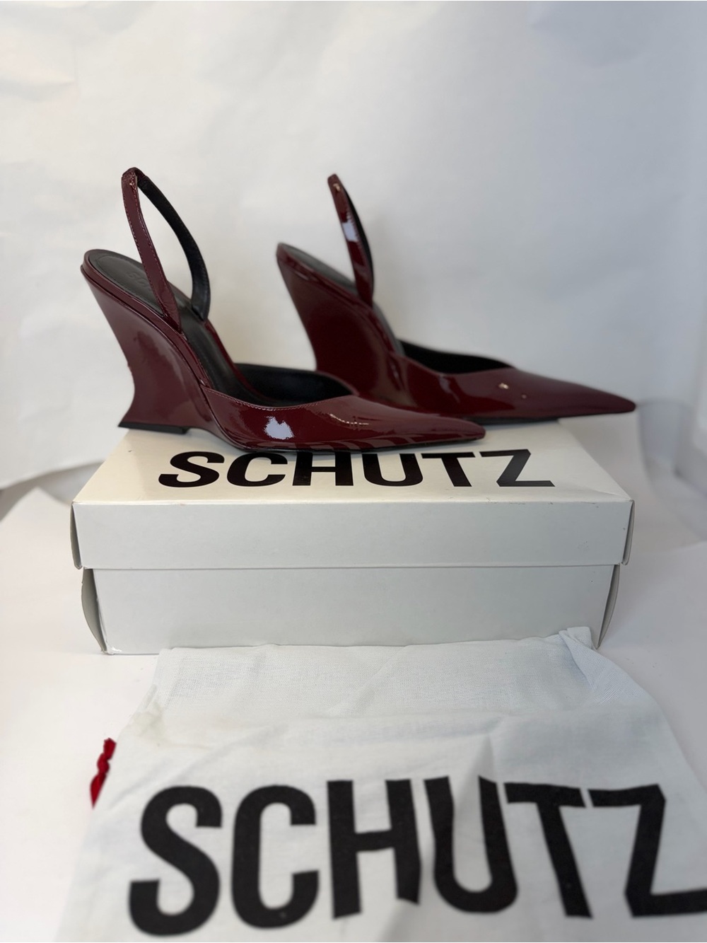 Schutz Siena Pump in Rubi Wine pointed toe sling-back high heel - Picture 2 of 7